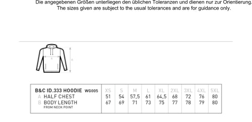 B&C ID.333 Hoodie Unisex - 10 Farben